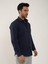 Lacivert Erkek Slim Fit Düz Klasik Yaka Uzun Kol Gömlek 3