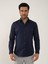 Lacivert Erkek Slim Fit Düz Klasik Yaka Uzun Kol Gömlek 4