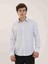 Beyaz Erkek Slim Fit Çizgili Brent Yaka Uzun Kol Gömlek 1
