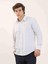 Beyaz Erkek Slim Fit Çizgili Brent Yaka Uzun Kol Gömlek 2
