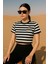 Ayıcık Cep Detay Çizgili Crop Bluz 1