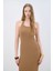 Halter Yaka Triko Elbise Camel 12445178000 2