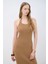 Halter Yaka Triko Elbise Camel 12445178000 5