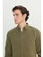 Regular Fit Normal Kesim Keten Pamuk Karışımlı Haki Gömlek 4