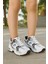 Günlük Unisex Beyaz Siyah Sneaker Kaymaz Yüksek Taban Desenli Triko Bağcıklı Koşu Spor Ayakkabı 1