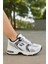 Günlük Unisex Beyaz Siyah Sneaker Kaymaz Yüksek Taban Desenli Triko Bağcıklı Koşu Spor Ayakkabı 2