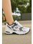 Günlük Unisex Beyaz Siyah Sneaker Kaymaz Yüksek Taban Desenli Triko Bağcıklı Koşu Spor Ayakkabı 3