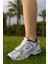Günlük Unisex Beyaz Siyah Sneaker Kaymaz Yüksek Taban Desenli Triko Bağcıklı Koşu Spor Ayakkabı 3
