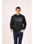 Lacivert Erkek Regular Fit Baskılı Kapüşonlu Sweatshirt 1