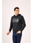 Lacivert Erkek Regular Fit Baskılı Kapüşonlu Sweatshirt 2