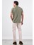 Haki Polo Yaka Pamuklu Düz Renk Slim Fit Erkek T-shirt 5