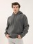 Antrasit Erkek Oversize Düz Pamuklu Kapüşonlu Sweatshirt 1
