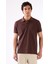 Kahve Polo Yaka Pamuklu Düz Renk Slim Fit Erkek T-shirt 1