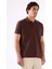 Kahve Polo Yaka Pamuklu Düz Renk Slim Fit Erkek T-shirt 2