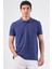 Lacivert Polo Yaka Pamuklu Düz Renk Slim Fit Erkek T-shirt 5