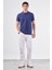 Lacivert Polo Yaka Pamuklu Düz Renk Slim Fit Erkek T-shirt 2