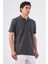 Antrasit Polo Yaka Pamuklu Düz Renk Slim Fit Erkek T-shirt 1