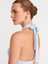 10798 Halter Bağlamalı Yaka Fitilli Triko Bluz-Mavi 4