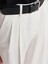 72149 Kemerli Çift Pilili Pantolon-Beyaz 3