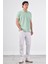 Mint Yeşili Polo Yaka Pamuklu Düz Renk Slim Fit Erkek T-shirt 6
