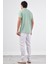 Mint Yeşili Polo Yaka Pamuklu Düz Renk Slim Fit Erkek T-shirt 4