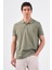 Haki Polo Yaka Pamuklu Düz Renk Slim Fit Erkek T-shirt 1