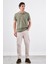 Haki Polo Yaka Pamuklu Düz Renk Slim Fit Erkek T-shirt 4