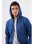 Açık Lacivert Fermuar Kapamalı Kapüşonlu Erkek Regular Fit Sweatshirt 3