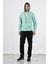 Mint Yeşili Fermuar Kapamalı Kapüşonlu Erkek Regular Fit Sweatshirt 3