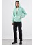 Mint Yeşili Fermuar Kapamalı Kapüşonlu Erkek Regular Fit Sweatshirt 5