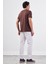 Kahve V Yaka Pamuklu Düz Renk Slim Fit Erkek T-shirt 1