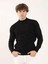 Siyah Erkek Slim Fit Yarım Balıkçı Yaka Triko 2