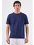 Lacivert Bisiklet Yaka Pamuklu Düz Renk Slim Fit Erkek T-shirt 1