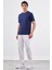 Lacivert Bisiklet Yaka Pamuklu Düz Renk Slim Fit Erkek T-shirt 2