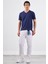 Lacivert V Yaka Pamuklu Düz Renk Slim Fit Erkek T-shirt 2