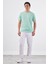 Mint Yeşili Bisiklet Yaka Pamuklu Düz Renk Slim Fit Erkek T-shirt 8