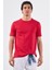 Kırmızı Bisiklet Yaka Pamuklu Düz Renk Slim Fit Erkek T-shirt 1