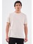 Ekru Bisiklet Yaka Pamuklu Düz Renk Slim Fit Erkek T-shirt 1
