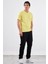 Sarı V Yaka Pamuklu Düz Renk Slim Fit Erkek T-shirt 3