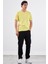Sarı V Yaka Pamuklu Düz Renk Slim Fit Erkek T-shirt 4