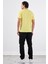 Sarı V Yaka Pamuklu Düz Renk Slim Fit Erkek T-shirt 5