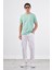 Mint Yeşili Bisiklet Yaka Pamuklu Düz Renk Slim Fit Erkek T-shirt 2