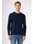 Lacivert Bisiklet Yaka %100 Pamuk Düz Renk Slim Fit Erkek Triko 1
