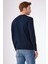 Lacivert Bisiklet Yaka %100 Pamuk Düz Renk Slim Fit Erkek Triko 2