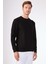 Siyah Bisiklet Yaka %100 Pamuk Düz Renk Slim Fit Erkek Triko 2