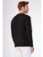 Siyah Bisiklet Yaka %100 Pamuk Düz Renk Slim Fit Erkek Triko 4