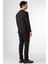 Siyah Kruvaze Sivri Yaka Düz Slim Fit Erkek Takım Elbise 2