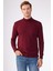 Bordo Yarım Balıkçı %100 Pamuk Düz Renk Slim Fit Erkek Triko 1