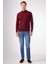 Bordo Yarım Balıkçı %100 Pamuk Düz Renk Slim Fit Erkek Triko 2