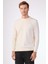 Ekru Bisiklet Yaka %100 Pamuk Düz Renk Slim Fit Erkek Triko 1